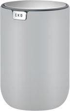 EKO Mini Desk Trash Can with Swing-Top Lid 0.4 Gallon Small Table Round Wastebasket for Office, Home, Car (Grey)