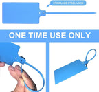 400Pcs Plastic Seals Shipping Label Tags, Writable Marker Big Sign Tie for Logistics, 255mm Total Length Self Locking Inventory Waterproof Tag Fastener with 3 Marker Pen (Blue)