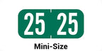 MINI 2025 Year Stickers, Doctor Stuff 2025 Chart Stickers, Green Color Coded, Tab 1287 Style, USA Made Year Labels for End Tab File Folders, 500 Labels/Roll in a Dispenser Box, 1/2" x 1-1/8"