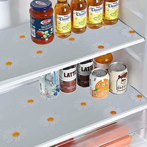 Daisy Shelf Liner for Kitchen Cabinets – Non-Adhesive, Non-Slip Drawer & Refrigerator Liner – Waterproof, Washable Cabinet Mat Floral Pattern, Easy to Cut & Install – Fits Pantry, Bathroom, Office