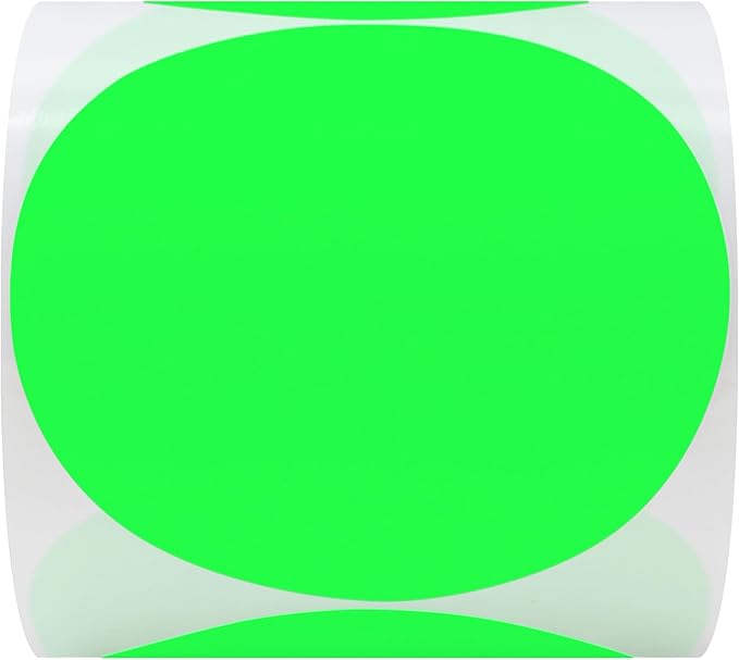 Hybsk Round Color Coding Circle Dots Labels Warehouse Inventory Organizer Stickers (4 inch, Fluorescent Green)