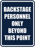 Portrait Round Backstage Personnel Only Beyond This Point Door or Wall Sign Easy Installation | Music | Concert | Festivals Sign (Navy Blue/White) - Small
