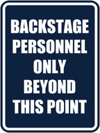 Portrait Round Backstage Personnel Only Beyond This Point Door or Wall Sign Easy Installation | Music | Concert | Festivals Sign (Navy Blue/White) - Large