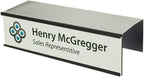 Over the Cube The Original Quality Aluminum, Changeable Cubicle Nameplate Holder, Satin Silver Base, and Matte Black Name Plate Holder, (2.25" cubicle wall depth) - Made in the USA