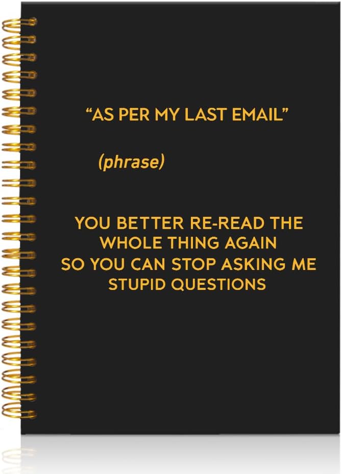 Mhfpl As Per My Last Email Funny Black Golden Spiral 160 Pages Blank Notebook, Sarcastic Coworker Gifts for Boss Teammate Colleagues, Work Gag Gifts for Employees Staff, Humour Gifts for Teamship