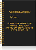 Mhfpl As Per My Last Email Funny Black Golden Spiral 160 Pages Blank Notebook, Sarcastic Coworker Gifts for Boss Teammate Colleagues, Work Gag Gifts for Employees Staff, Humour Gifts for Teamship