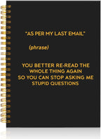 Mhfpl As Per My Last Email Funny Black Golden Spiral 160 Pages Blank Notebook, Sarcastic Coworker Gifts for Boss Teammate Colleagues, Work Gag Gifts for Employees Staff, Humour Gifts for Teamship