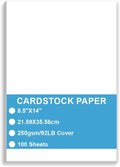 Cardstock Paper - Plain Heavy White Stock, Cover Stock Paper, 92lb(250 gsm) Cover Stock Paper, 8.5" x 14", 100 Sheets, Cardstock Paper for Printer, Resume, Scrapbooks, Art, Crafts, Business Cards