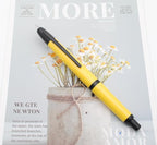 JINHAO 20 Press Fountain Pen, Retractable Capless Resin Pen with Ink Converter (F Nib 0.5mm, Lemon Yellow - Black Clip)