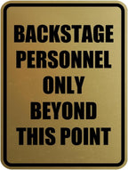 Portrait Round Backstage Personnel Only Beyond This Point Door or Wall Sign Easy Installation | Music | Concert | Festivals Sign (Brushed Gold) - Medium
