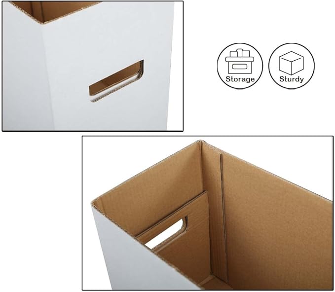 PIT66 10 Pcs Comic Books Storage Boxes With Lids Short Holds 150-175 Stackable Durable Archive White Comic Book Storage