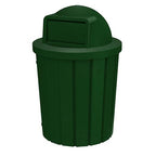 Campus Collection 42 Gallon Slatted Round Trash Can | Commercial Outdoor and Indoor Garbage Can with Push Open Dome Lid and Internal Liner | Great for Schools and Businesses - Green Granite