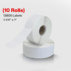 1 1/4” × 1”Direct Thermal Printer Labels, 10 Rolls, 13,800 Matte White Thermal Barcode Labels with Strong Adhesive, Compatible with Zebra & Eltron Printers (No Ink or Toner Needed)