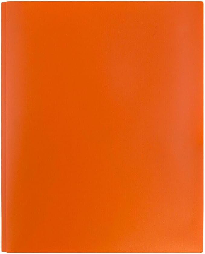 JAM PAPER Plastic Color Pop Folders - 2 Pocket Durable Folders with Metal Prongs Fastener Clasps - Orange - 3/Pack