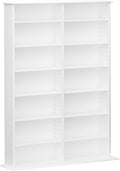 Prepac 2 Column Display Cabinet, White and Tall Storage Cabinet with 14 Adjustable Shelves for DVD Storage, 8.75" D x 38.75" W x 51" H, WMA-0640