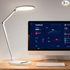 OldShark LED Desk Lamp for Home Office and Video Calls| Eye-Caring Dimmable Led Desk Light with Memory & Timer Func| 3 Color Temperature,10 Brightness Computer Light, Adjustable Flexible Swing Arm