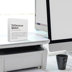 Difference Maker Definition Home Office Decor Wooden Box Sign Motivational Farmhouse Decorative Positive Office Desk Accessories Wood Plaque Affirmations Wood Table Sign for TV Cabinet Shelf