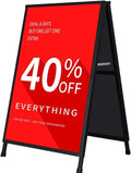 DISPLAYSWORKER Heavy Duty A-Frame Sidewalks Signs 24x36 Inch ,outdoor Sandwich Board Sign Black Coated Steel Metal Double-Sided，Slide-in Folding with 2 Corrugated Plastic Poster Boards&2 Anti-Glare