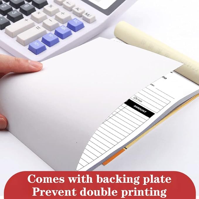 Custom Carbonless Sales Invoice Form Books for Small Business, Personalized NCR 2-Part Receipt Book with Carbon Copies, Cover Add Company Name, Address and Number Printed