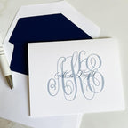 Classic Monogrammed Name Folded Notes – Raised Ink Personalized Stationery Set with Envelopes – Premium Custom Thank You & Correspondence Cards (25 Pack)