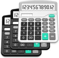 Solar & AA Battery Dual Power Electronic Calculator - 12-Digit Large Display (2 Basic Black & 1 Updated Silver)