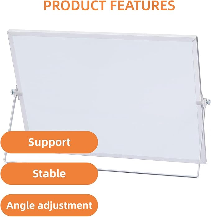 MXG 12x16 Inch Double Sided Magnetic Dry Erase Board, Portable Desk whiteboard with Stand, 360° Adjustable, Includes Whiteboard Markers, Eraser & Magnets, for Office, Home, Wall