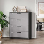 Letaya 4 Drawer Lateral Metal Filing Cabinet with Lock-File Cabines-Organization Storage Cabinets for Home Office-Hanging Letter/Legal/F4/A4 Size (4 Drawer-Grey Black)