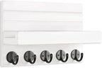 Lwenki Key Holder for Wall, Decorative Key and Mail Holder with Shelf Has Large Key Hooks for Bags, Coats, Umbrella – Paulownia Wood Key Hanger with Mounting Hardware (9.8”W x 6.7”H x 4.2”D)