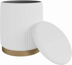 Boahaus Cersei White Velvet Vanity Ottoman with Hidden Storage, Makeup Chair for Vanity Desk, Elegant Foot Rest Stool with Gold Base for Bedroom, Living Room & Dressing Area (Pure White)