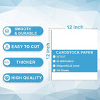 Cardstock Paper - Plain Heavy White Stock, Cover Stock Paper, 92lb(250 gsm) Cover Stock Paper, 12" x 12", 100 Sheets, Cardstock Paper for Printer, Resume, Scrapbooks, Art, Crafts, Business Cards
