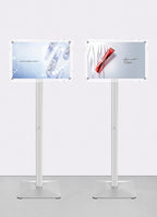 DISPLAYSWORKER Adjustable Heavy Duty Pedestal Sign holder floor Stand,sign stand poster stand ,acrylic frame for 8.5 x 11 inch,Silver (silver, acrylic frame 8.5-x-11-inch)