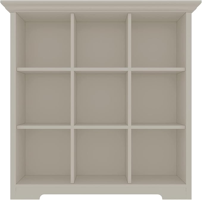 OSCHF Wooden Cube Shelf Bookcase - Modern 3 Tiers Floorstanding Open Bookshelf with Base for Home and Office, 9 Cubes Storage Cabinet, Warm White