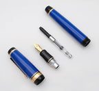xixixiaozhu Metal Big Fountain Pen Set Medium Nib 0.7mm, Includes Ink Refill Converter, 5 Ink Cartridges & Gift Box (Medium Nib 0.7mm, Blue)