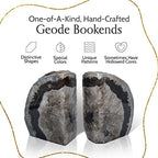 Nature's Decorations Black Agate Bookends – A+ Grade Geode Heavy Duty Decorative Stone Crystal Book Ends for Shelves & Bookcases, Natural Polished Bookshelf Decor, 1 Pair 2-3Lbs
