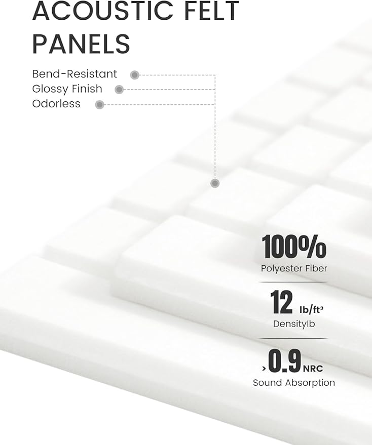 Fluxynara Large Felt Bulletin Board 36" x 24" Cork Board Alternative-6 Pack with 40 Safe Removable Adhesive Tabs, Cork Boards for Walls Cork Board for Home Office Classroom Pin Board (Milky White)