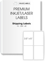 HOUSELABELS 4-up Shipping Labels (3-1/2" x 5") for Laser and Inkjet Printers, 1,000 Sheets