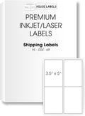 HOUSELABELS 4-up Shipping Labels (3-1/2" x 5") for Laser and Inkjet Printers, 100 Sheets