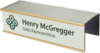 Over the Cube The Original Quality Aluminum, Changeable Cubicle Nameplate Holder, Satin Silver Base, and Polished Yellow Gold Name Plate Holder, (2.25" cubicle wall depth) - Made in the USA