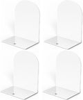 Lulonpon 4 Pieces Book Ends, Bookends, Books Stand, Metal Bookend for Shelves, White Book Ends for School, Library, Desktop Organizer