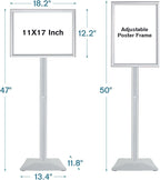 Golemas Sign Stand for Display, 11lbs Integrated Rod Heavy Duty Pedestal Floor Signage Stand Holder, for Outdoor or Indoor Advertising (11 x 17, Silver)