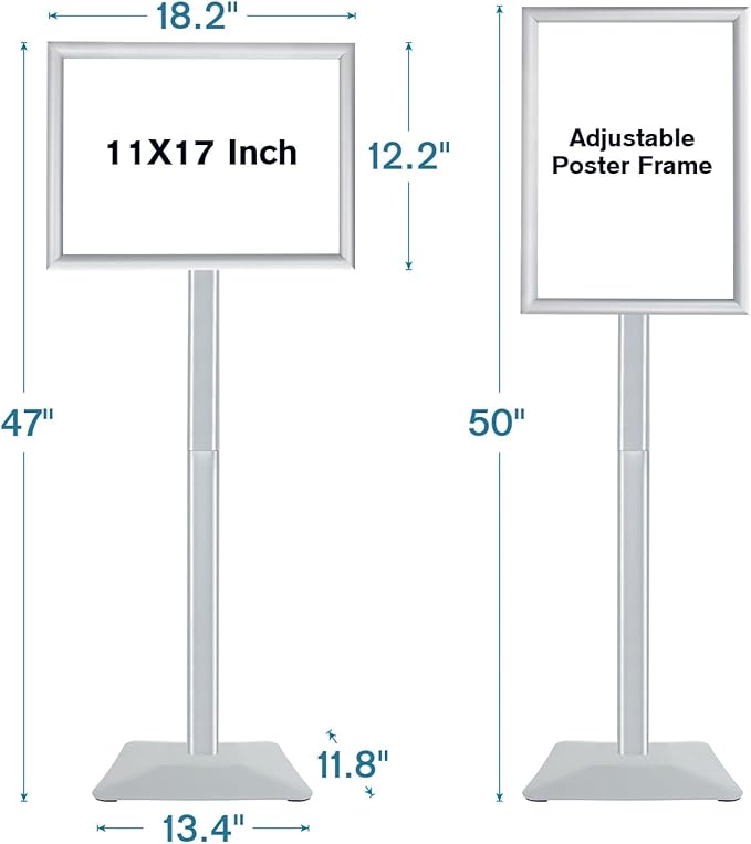 Golemas Sign Stand for Display, 11lbs Integrated Rod Heavy Duty Pedestal Floor Signage Stand Holder, for Outdoor or Indoor Advertising (11 x 17, Silver, 3Pack)