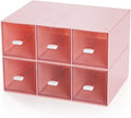 OSteed Desktop Drawers, Desk Organizer with 6 Drawers, Stackable Plastic Storage Box for Home Collection, Cosmetics, Jewelry, Office Supplies (2 Tall Layers, Pink)