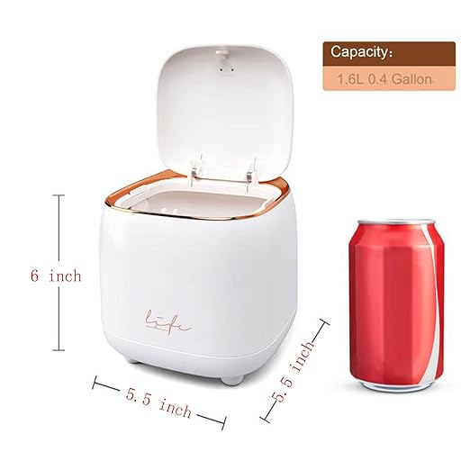 Business King Mini Trash Can 1.6L/0.4 Gallon with Trash Bags 180pcs, Tiny Small Desktop Trash Bin with Lid, Countertop Mini Garbage Bin for Home, Office, Kitchen, Bedroom, Bathroom (White)