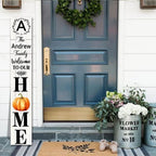 SRongmao Welcome To Our Home Porch Sign Personalized Welcome Sign for Front Door Custom Family Name Signs Standing Vertical Rustic Farmhouse Pumpkin Decor for Front Door Wall Decor