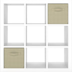 Bookshelf with Storage Bins, 9-Cube Storage Organizer Sturdy Wooden Bookcase Open Book Shelf, Multifunctional Cubicle Rack for Storages & Display, Furniture for Living Room Bedroom Office, White