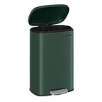 SONGMICS 13 Gallon (50 L) Trash Can, Stainless Steel Kitchen Garbage Can, Recycling or Waste Bin, Soft Close, Step-On Pedal, Removable Inner Bucket, Retro Green ULTB050C01