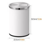 Mbillion Small Trash Can with Swing Lid 4 Gallons/ 15 Liter, Mini Trash Can with lid, Stainless Steel Cylindrical Garbage Can for Home and Office Bathroom Bedroom, for Ground and Desktop White
