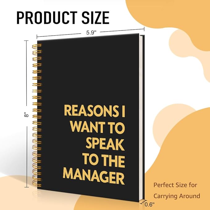Mhfpl Reason I Want to Speak to The Manager Black Golden Spiral Blank Notebook, Sarcastic Journal Gifts for Leader Best Friend Sister, Humor Office Notebook for Boss Lady Entrepreneur Business Owner