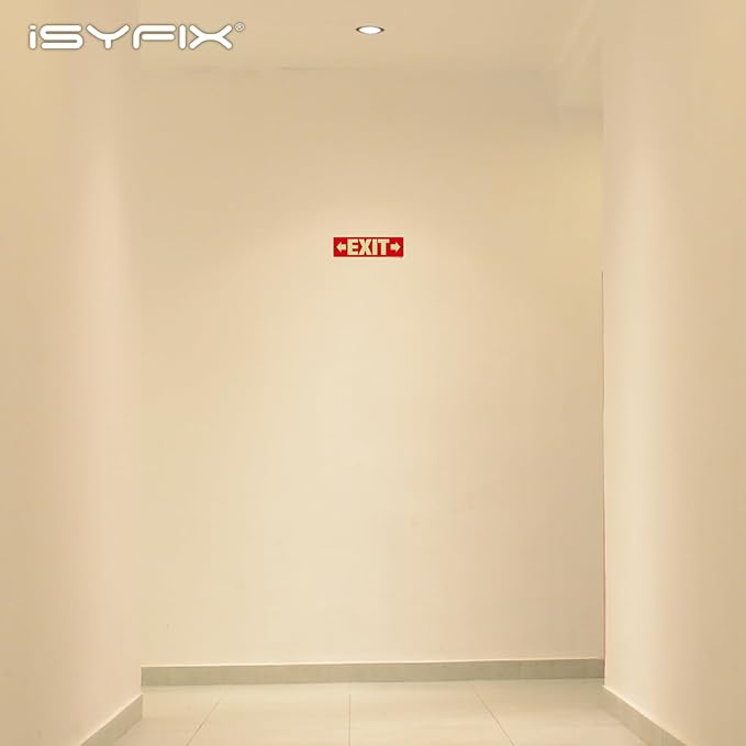 iSYFIX Exit Signs with Directional Right & Left Arrow, Glow in the Dark, Photoluminescent Aluminum 12x4 Inch - 12 Pack, Laminated for UV & Weather Resistance, Ideal for Offices, Schools, Theaters & More