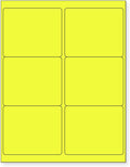 8-1/2 x 11 Neon Color High Light Fluorescent Labels for Laser & Inkjet Printer (Yellow Fluorescent, 4" x 3-1/3" - 6 Per Page | 600 Labels)